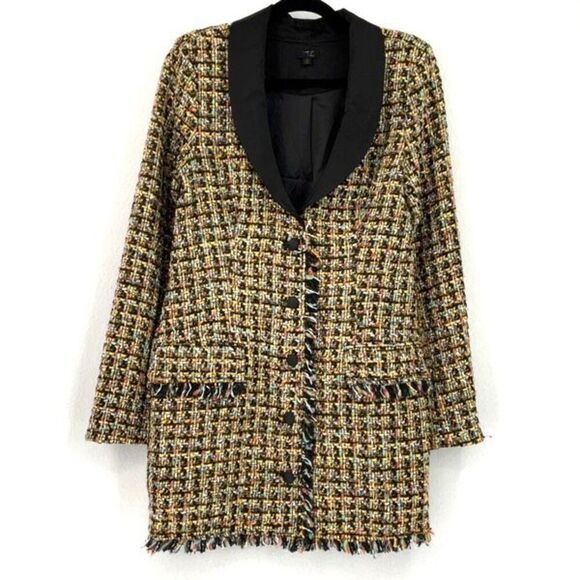 NBD Multicolor Tweed Wool Blend Button Front Lined Orion Blazer Dress Small - Picture 1 of 9